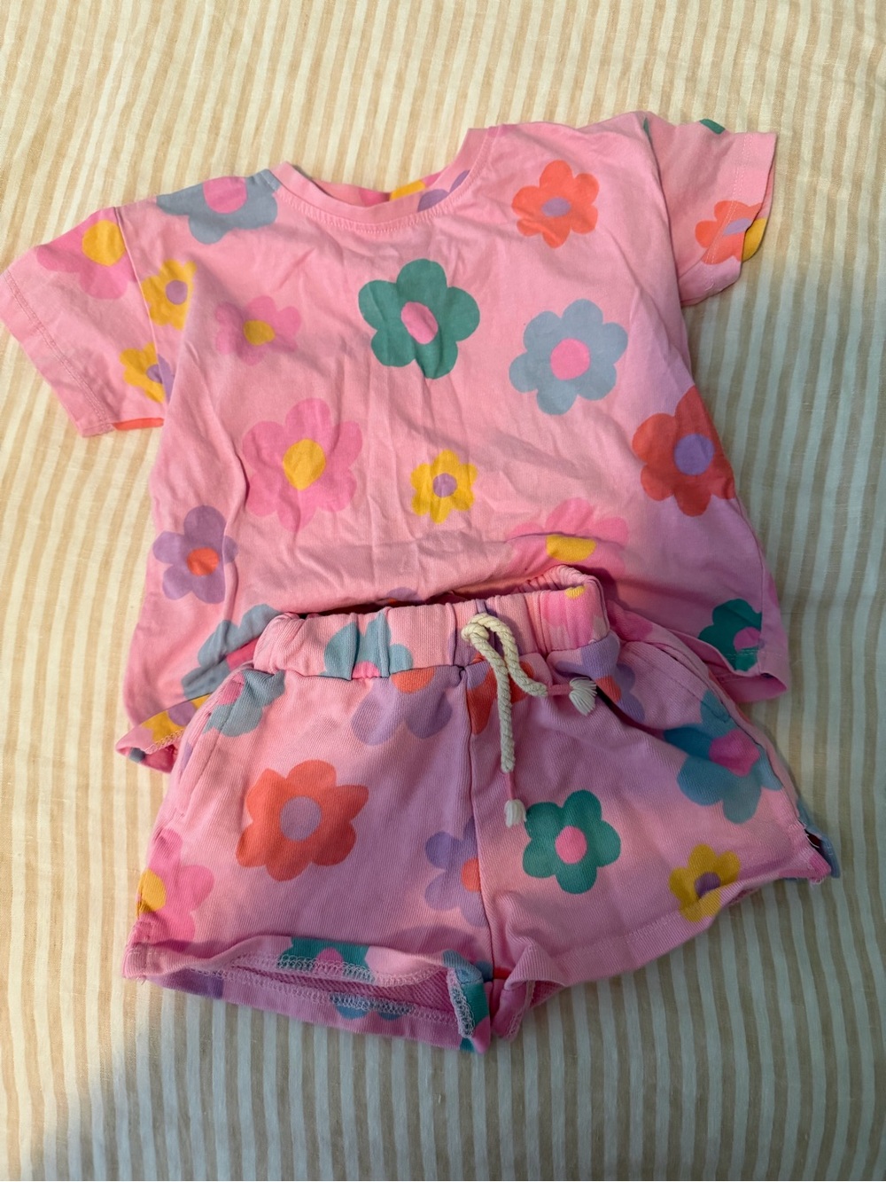 Kids Pink Floral Short Set - Soft Cotton Lounge Top & Shorts
